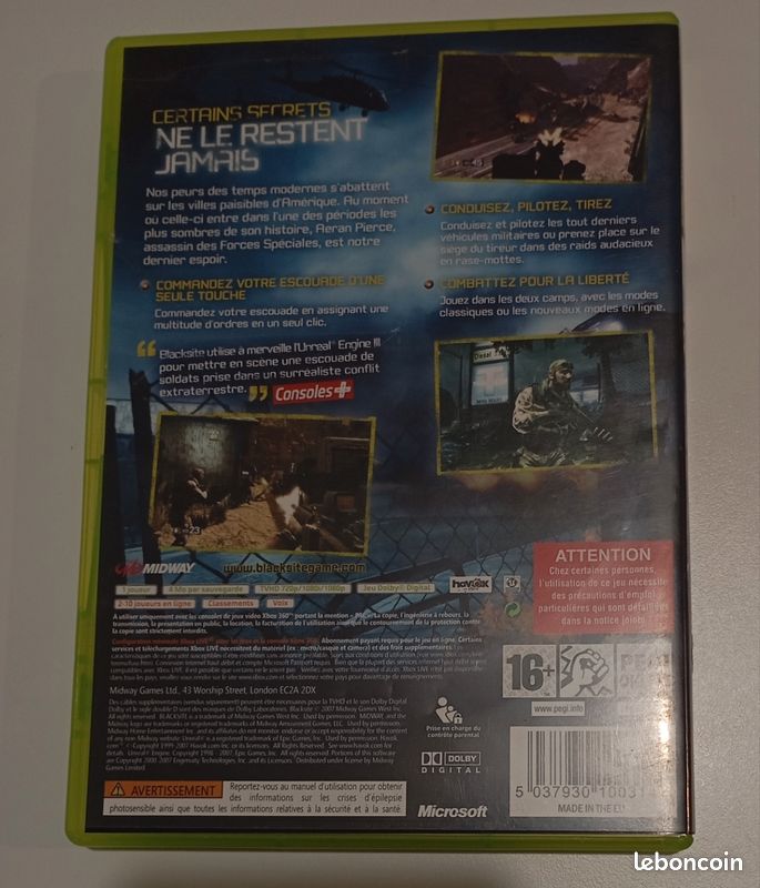 Jeu BLACKSITE Sur XBOX 360 - Avec Notice - Occasion