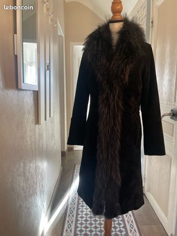 Manteau En Fourrure De Vison Véritable Marron/noir Taille 40-42 - Vintage En Très Bon état