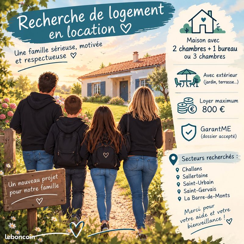 Maison 4 pièces 75 m² · à Sallertaine · 75 m² · 800 €/mois