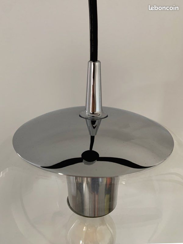 Suspension vintage Peill & Putzler globe verre (AH 105 200) design 70s luminaire lustre rétro (image 2)