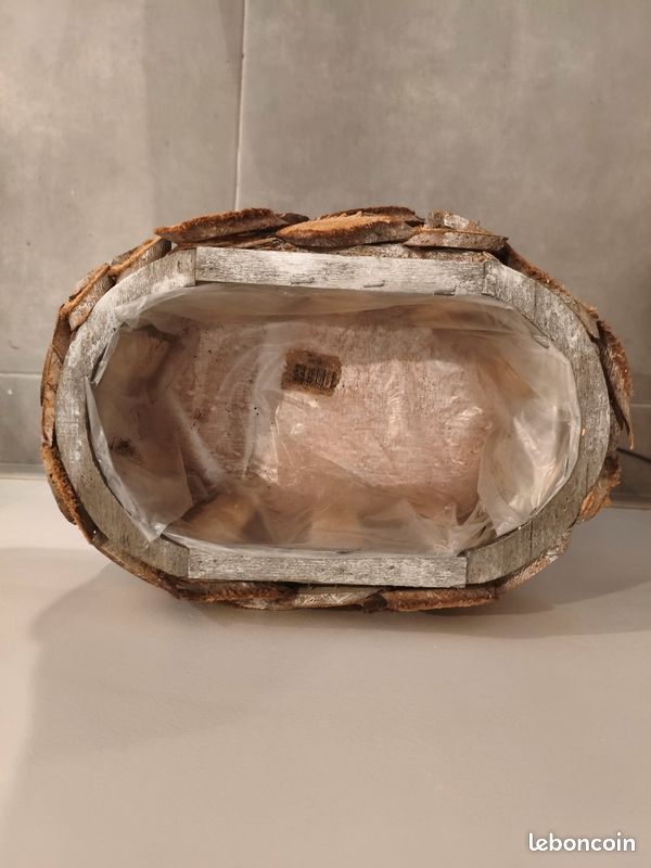 Jardinière cache pot en rondins de bois 35 x 25 cm (image 3)