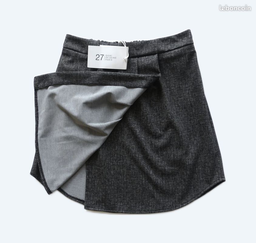 Jupe à Enfiler Bobeau Noir Et Blanc - Taille L - Polyester - Neuf Avec étiquettes - Longueur 31 Pouces