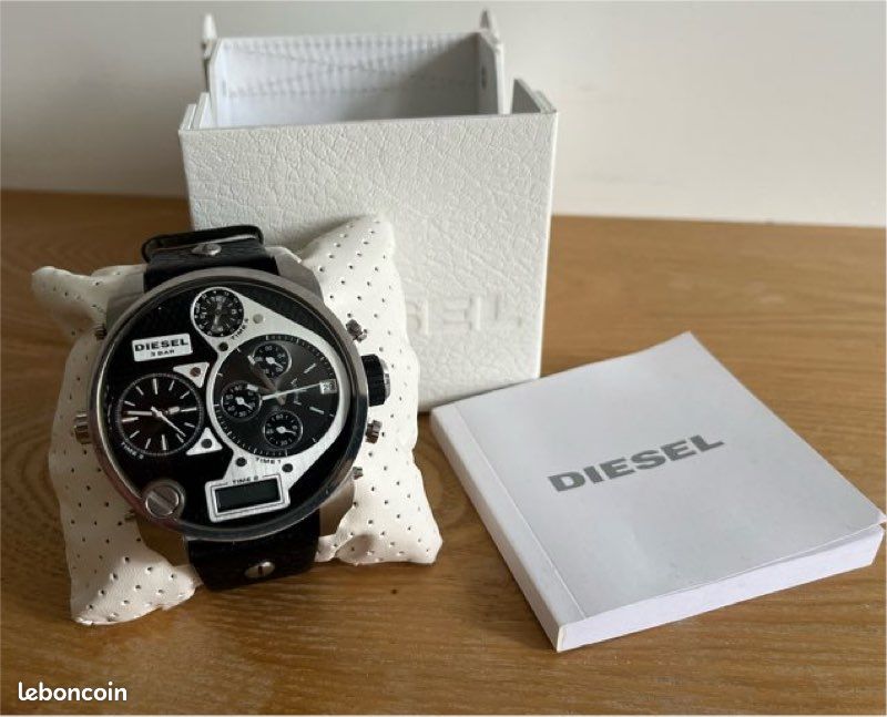 Montre Diesel Homme Quartz - Réf. DZ7125 - Bracelet Noir 28 Mm - Occasion Fonctionne Parfaitement