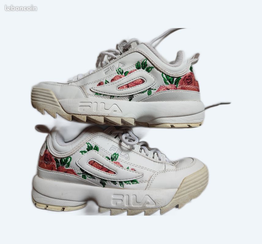 Basket Fila Disruptor Fila Blanche Avec Fleur Basket Fila Femme