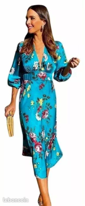 Longue Zara Zara Robe Satin Bleu ZARA Satin Effect Slip Dress