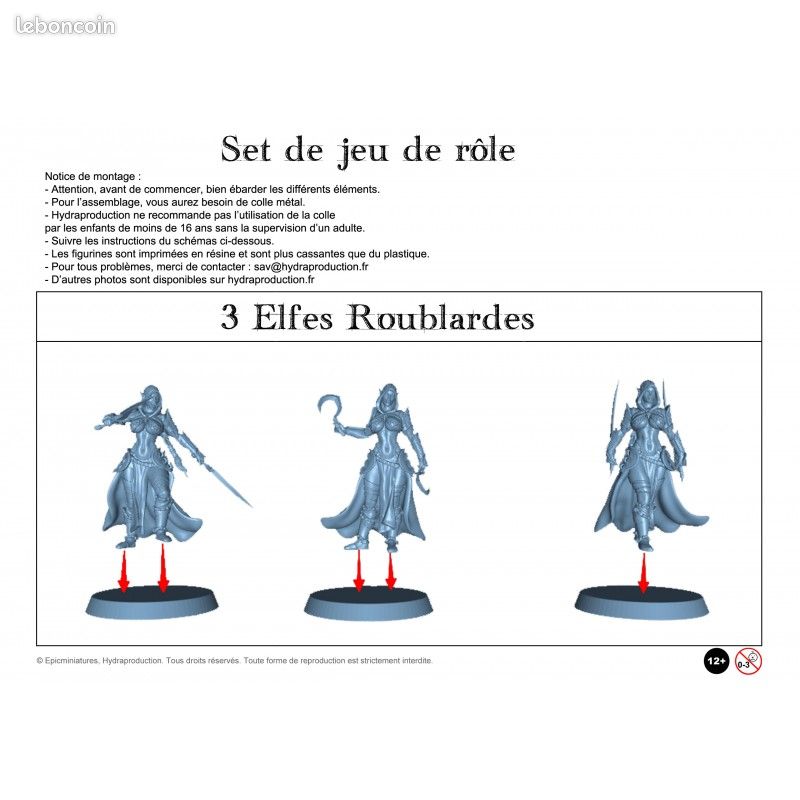 Figurines JdR à peindre - Set de jeu de rôles : 3 Elfes Roublardes (image 5)
