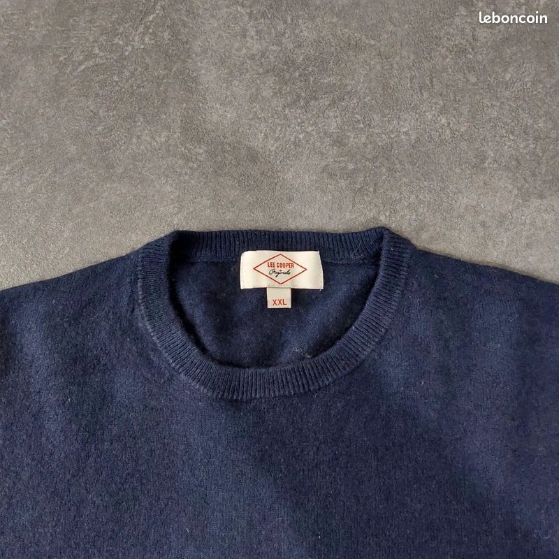 Pull bleu marine brodé en canard colvert vintage, pull à col rond