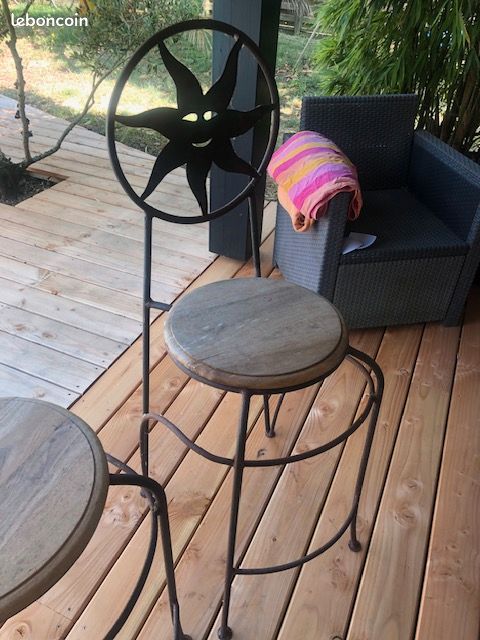 Tabouret bois et metal (image 3)