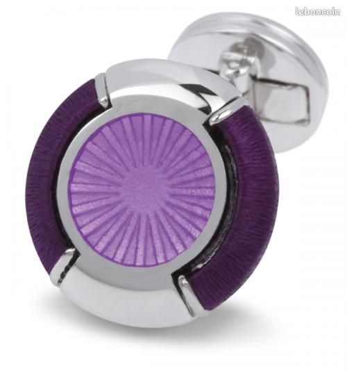 Boutons de Manchette Rond Coton Violet (image 1)