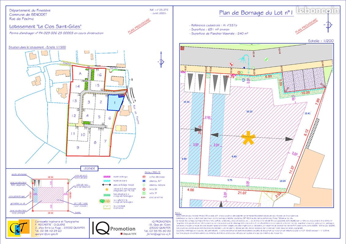 Terrain 691 m² · à Bénodet · 691 m² · 275 000 €