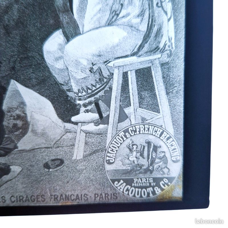 Rare Plaque de projection publicitaire verre réclame ancienne Cirage Jacquot Clowns Cirque c.1900 (image 4)