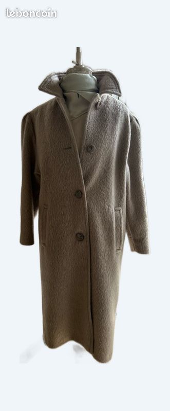 Manteau BCBG Weinberg Paris En Laine Crème - Taille 40/42, Occasion En Parfait état