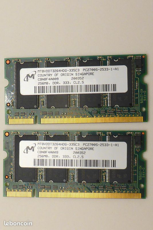 Mémoires sodim pc portable ddr1 – ddr2 – ddr3 (image 1)