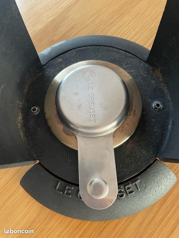 VINTAGE LE CREUSET APPAREIL A FONDUE EN FONTE Émaillée BON ETAT