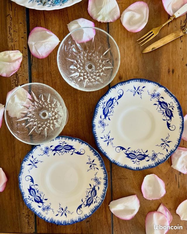 Charmante paire d’assiettes à dessert vintage - Lancaster Sarreguemines (image 6)