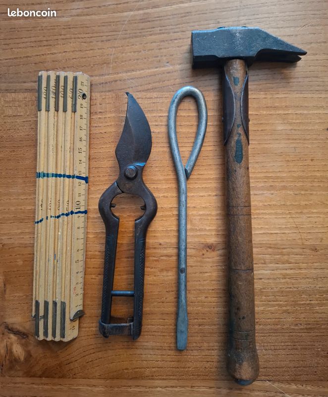 Ancienne Clé à Molette-Marteau Allemande - Outil De Métier Avec Manche Torsadé (Design 1940-1960)