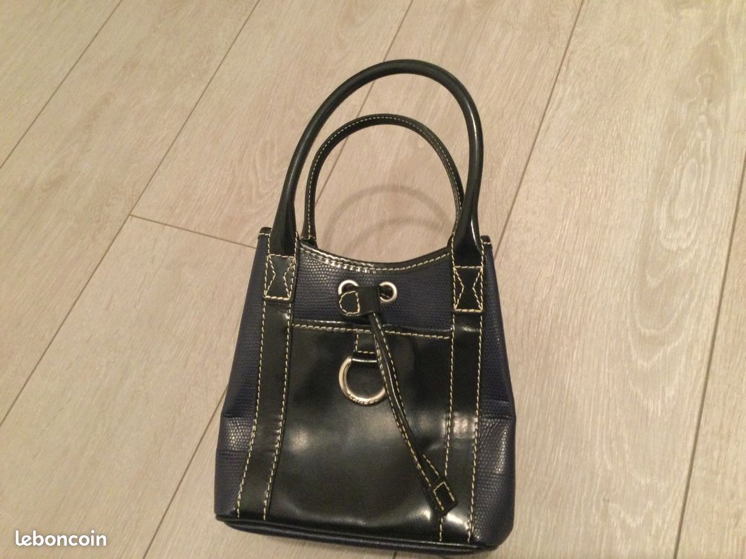 Sac à main Lancel cuir bleu marine et noir (image 2)