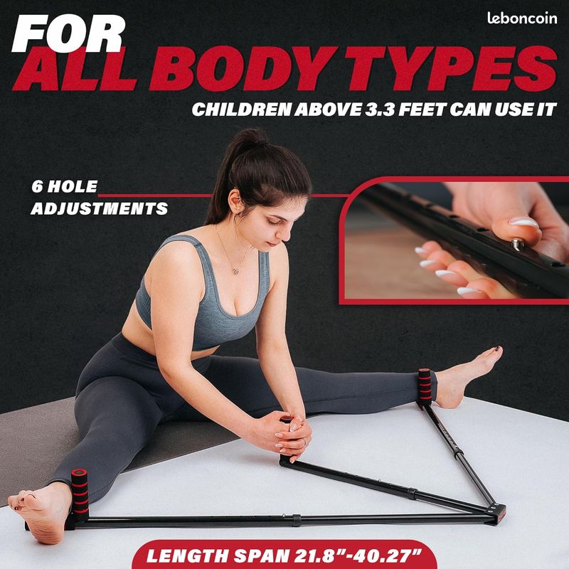 Écarteur De Jambes 3 Barres Réglable – 9 Positions En Acier Inoxydable – Pour Danse, Gymnastique Et Souplesse