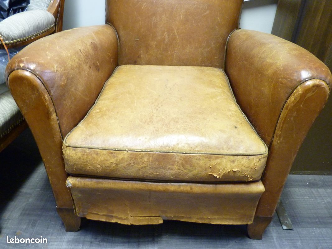 Fauteuil club cuir de basane années 50 (image 4)