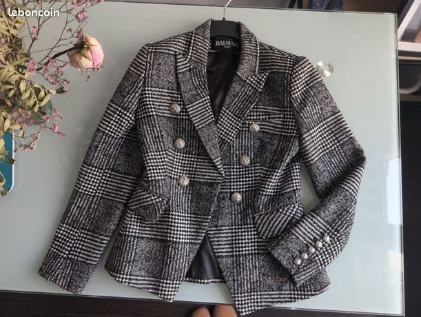 Blazer Femme Rag & Bone Ronin Noir Et Gris à Carreaux - Taille 4 - Neuf Avec étiquettes - Coton Boutonné