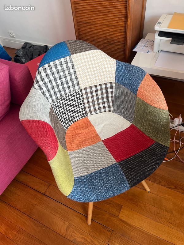 Fauteuil scandinave patchwork (image 1)