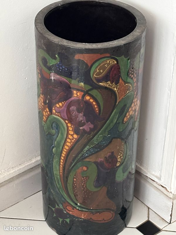 Ancien Porte parapluie Céramique vintage signé (image 1)