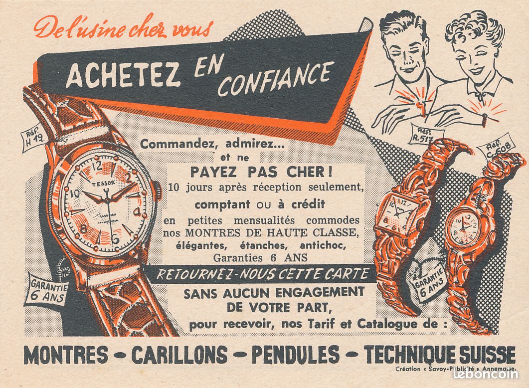 Horlogerie Faire Sa Propre Montre Ancienne Publicite (1958