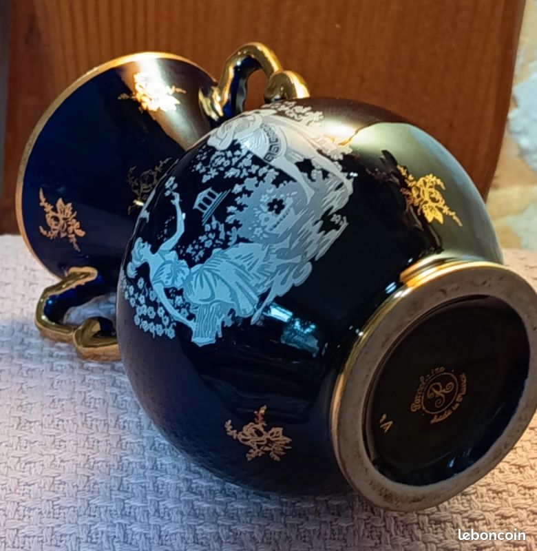 Bouteille Décorative Vintage SEVEN SEAS Coquelicot Bleu - Porcelaine NOS Pour Salle De Bain