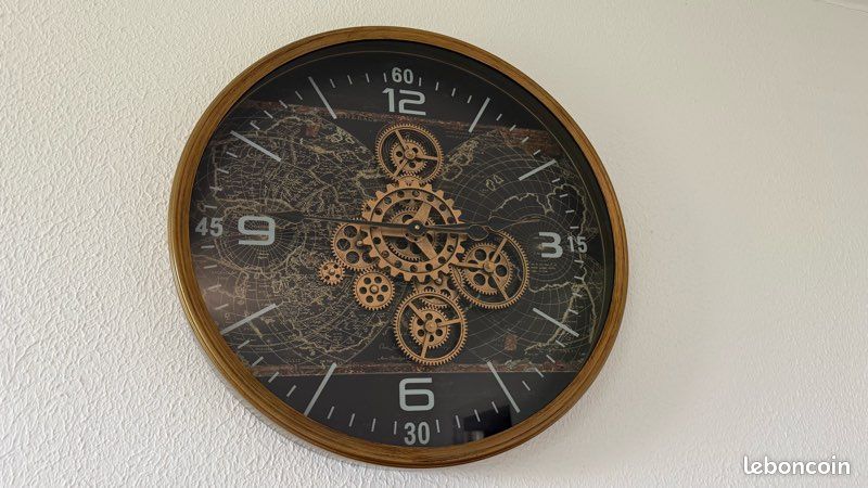 Horloge à engrenages fond noir diamètre 60cm Cadraven