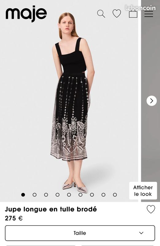 Jupe longue en tulle entièrement brodée Maje Vêtements