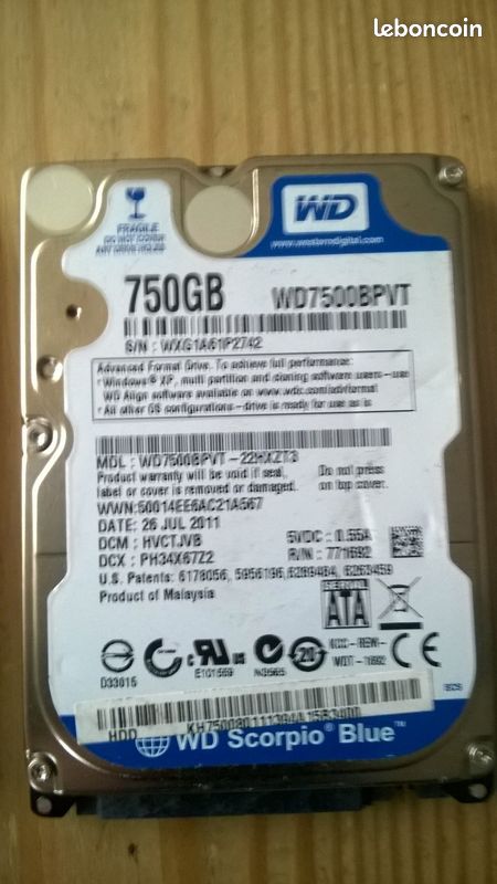 Disque dur portable wd 750gb (image 2)