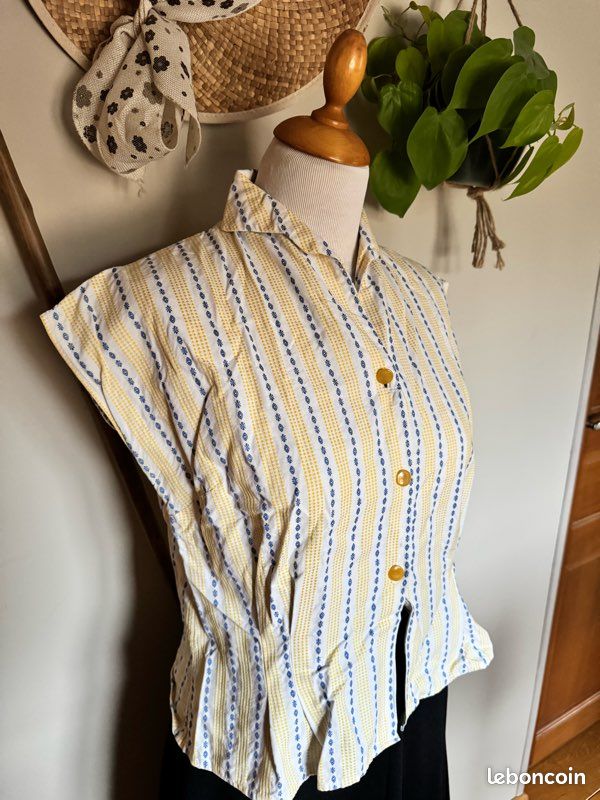 Chemise Sans Manches Talbots - Imprimé Floral Jaune/or/vert/rose, Taille 8P, Neuve Sans étiquette