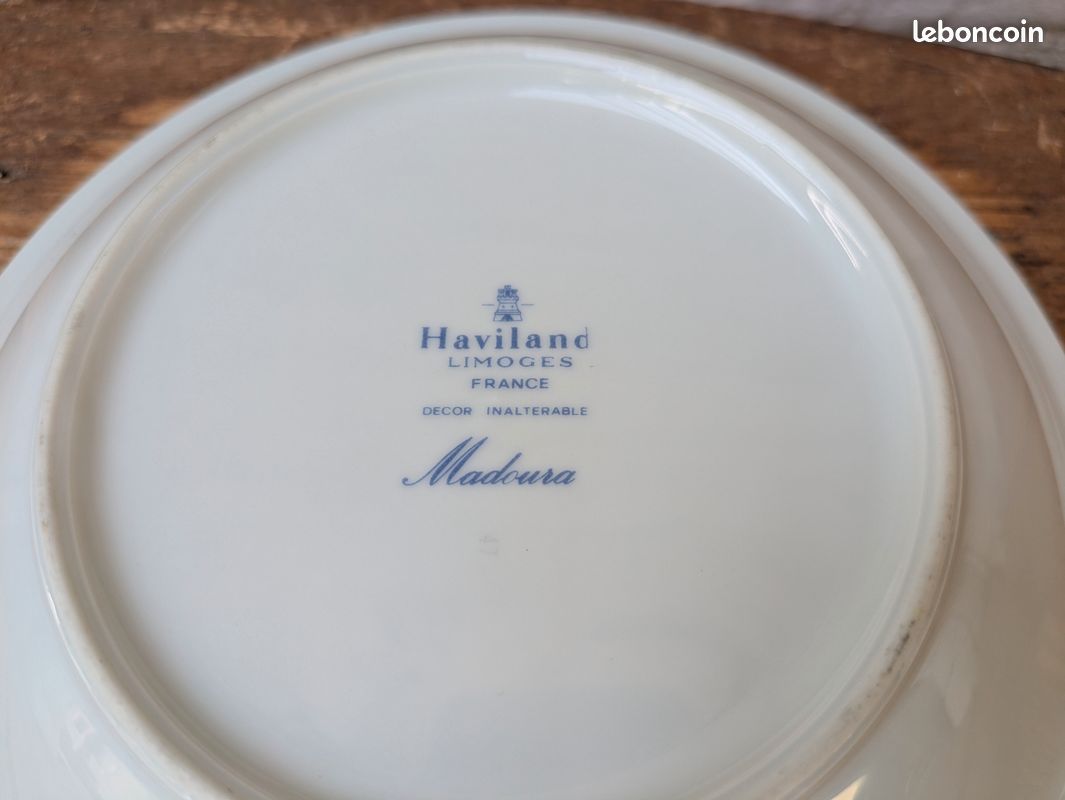 Assiette creuse en porcelaine Haviland Limoges France modèle Madoura 18.5cm - Vaisselle ancienne vintage (image 11)