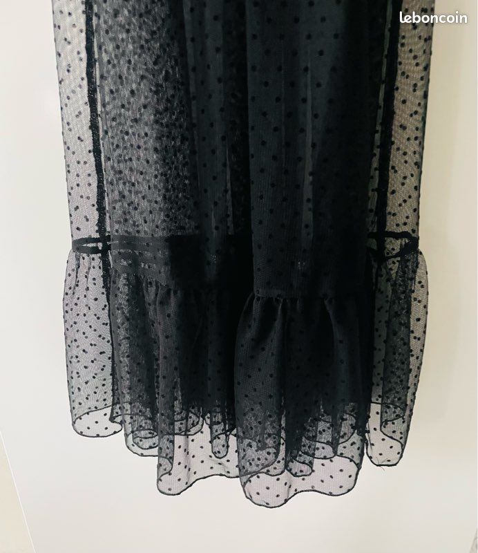 Sur robe longue en voile transparente à pois noir Zara Vêtements
