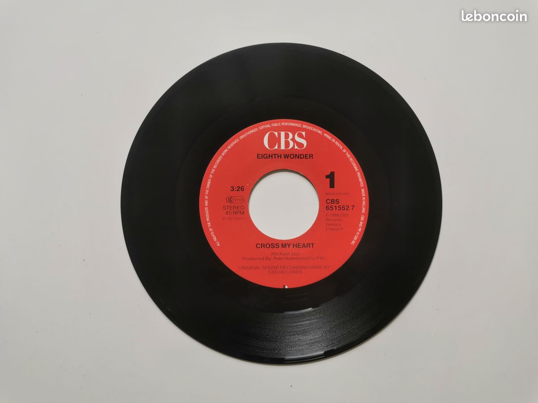Vinyle 45 tours Eight wonder cross my heart (image 4)