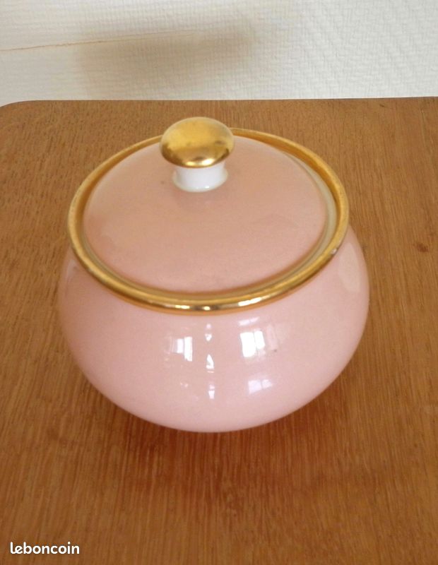 Sucrier rose & or Villeroy & Boch - Années 50 (image 1)