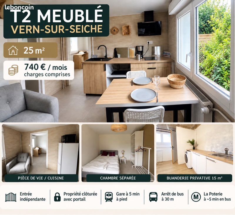 Appartement 2 pièces 25 m² · à Rennes · 25 m² · 740 €/mois