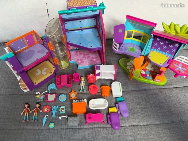 Coffret Activites Sportives Polly Pocket - Terrain de sport + 2 Figurines mini poupees + 12