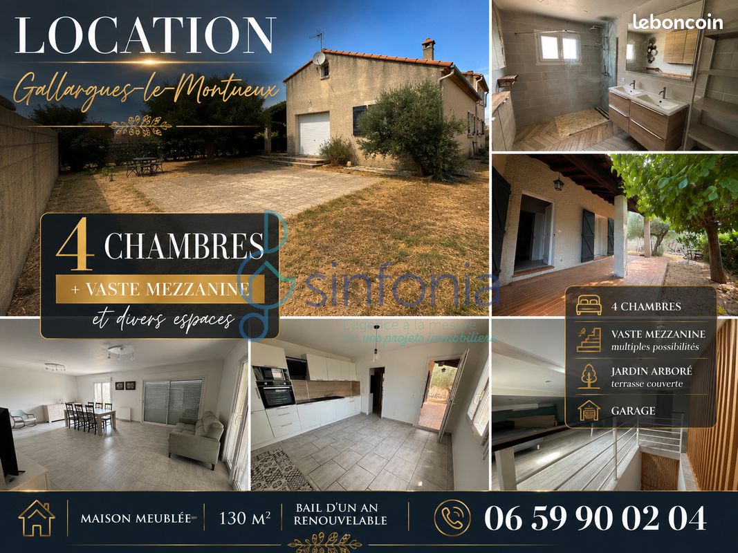 Maison 6 pièces 130 m² · à Gallargues-le-Montueux · 130 m² · 1 600 €/mois