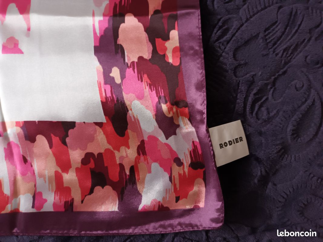 Foulard Rodier rose violet blanc (image 4)