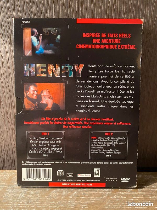 DVD « Henry,Portrait D’Un Serial Killer » Edition Collector (Tony95) (image 2)