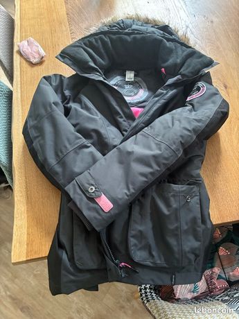 Manteau D'équitation Equiline – Noir/marron, Capuche Détachable, Taille XS (occasion)