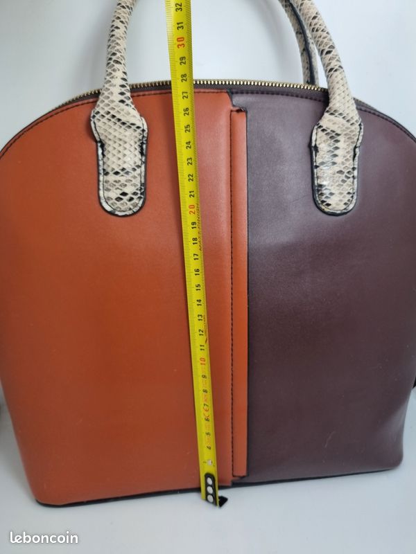 Sac à main M&S Collection marron cognac anses effet serpent (image 5)