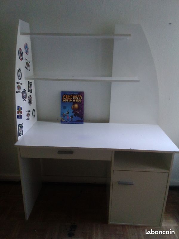 Bureau blanc avec rangement bon état (image 1)