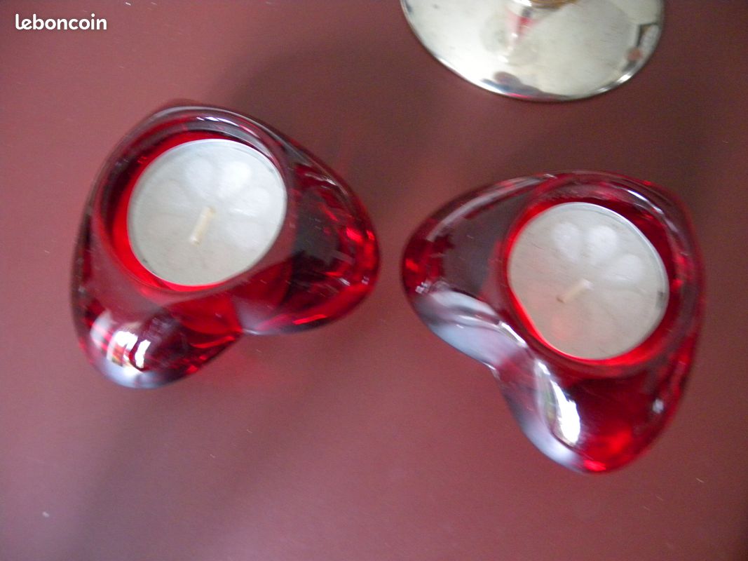 Bougeoirs et bougies St Valentin ou Noel, comme neuf (image 3)