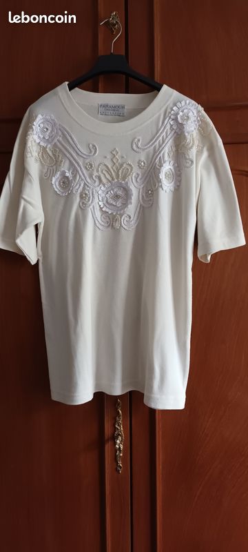 T-shirt couleur écrue, Taille unique (image 2)