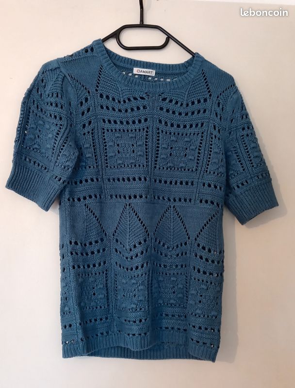 Pull Femme New Look Taille 18 Bleu - Manches 3/4, Col Ras, Motif Girafe, Neuf Avec étiquette