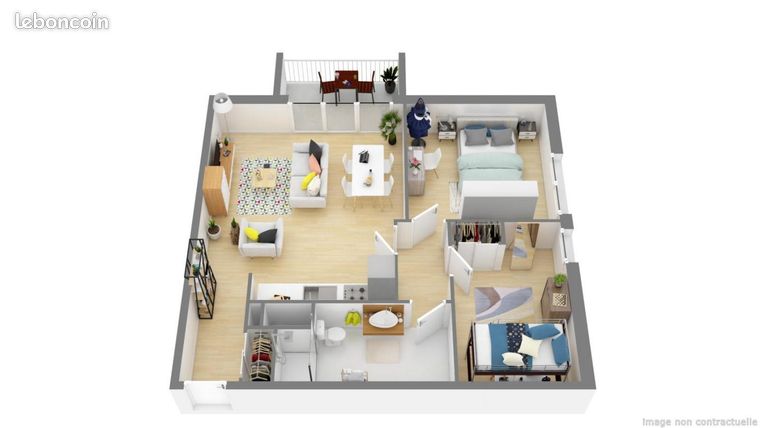 Appartement 3 pièces 64 m²