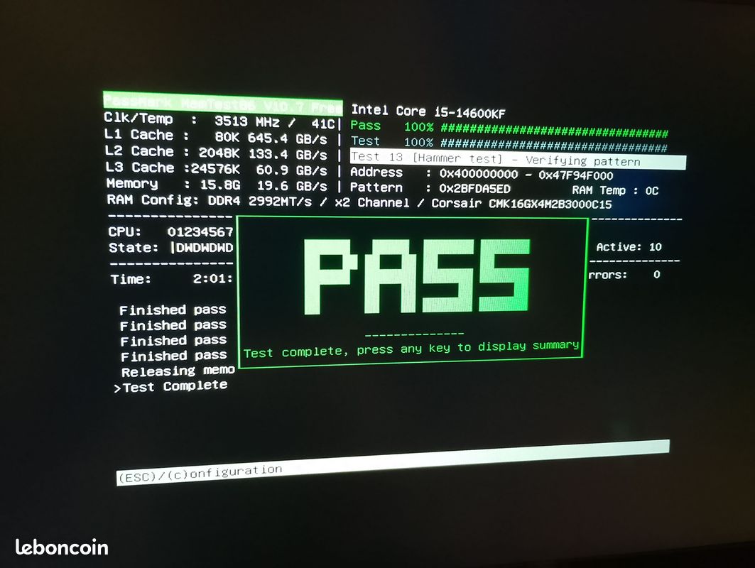 RAM Corsair Vengeance LPX 32 Go (2x2x8 Go) DDR4 3000 MHz CL15 (image 10)