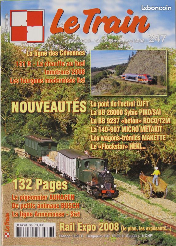 Revue Le Train 12 numéros du 237 au 248 de 2008 Minitrix la SNCF a 70 ans Nuremberg X2800 Mesnay Saucisson Albula Cévennes Coni tuiles Chapeauroux locotracteur Cannes Chamonix BB9600 Heki (image 10)